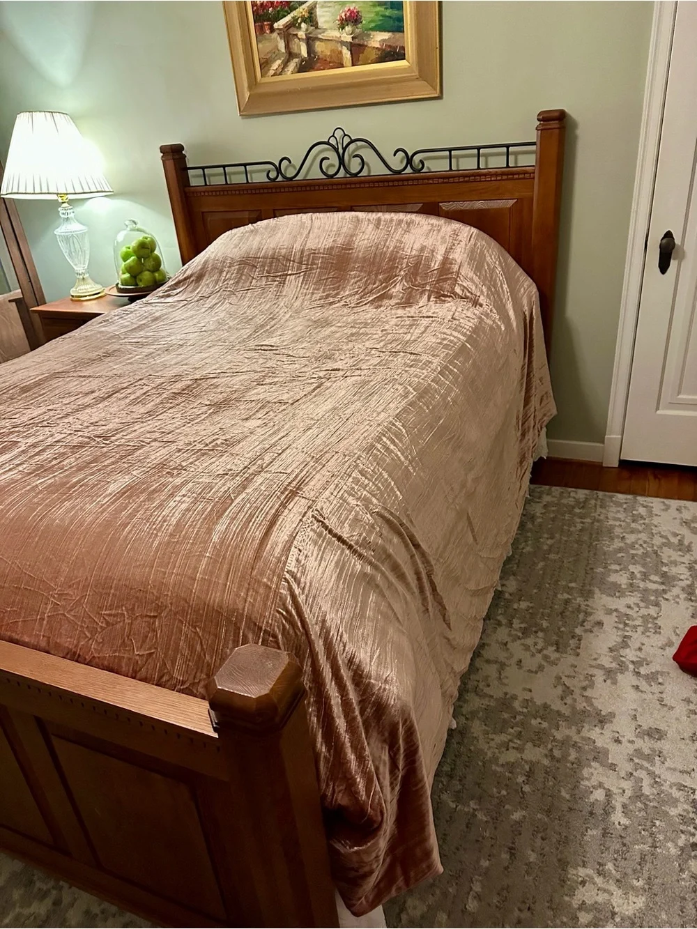 West Elm Crushed Velvet Comforter - Blush Taupe